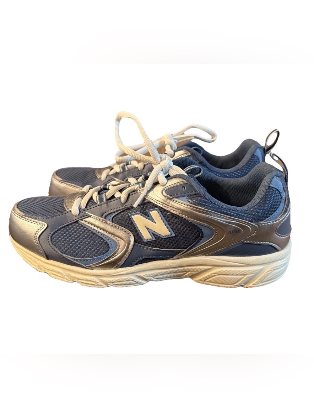 New Balance Men’s 408 V1 Sneakers, Vintage Indigo/ Dark silver Metallic Size 10